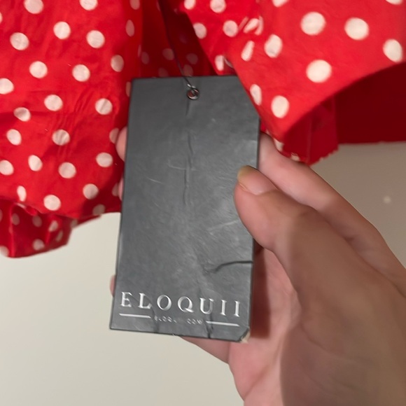 NWT ELOQUII Red Polka Dot Mini Skirt Tiered Ruffle Elastic Waist Size 26 Disney - Picture 9 of 11